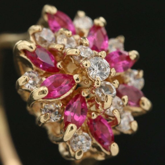 MADE IN ITALY / Diamond & Ruby Designer Ring / 14K Gold